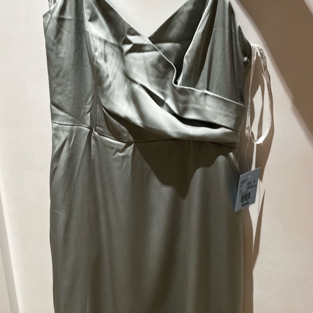 Elegant Satin Dress in Light Sage Green